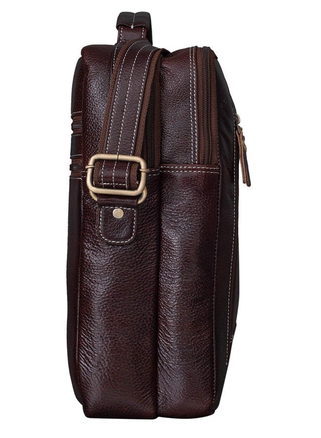 BRAND LEATHER Men's Genuine Leather Sling Chest Bag Cross Body Shoulder Daypacks For 10.5 Inches iPad (BROWN) - Image 3