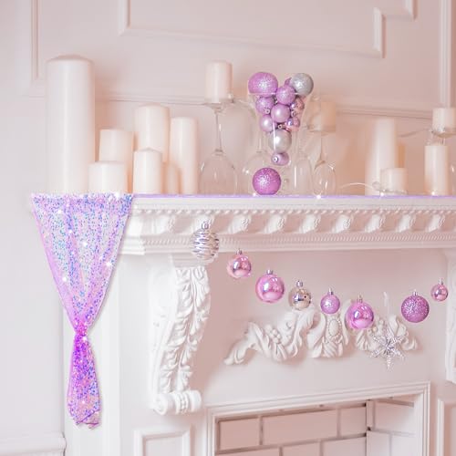 Remagr 6 Pcs Iridescent Sequin Table Runner 12 x 72 Inch Mermaid Table Runner Glitter Sequin Sparkly Desk Cover for Wedding Birthday Party Ceremony Supplies Decor (Purple) - Image 4