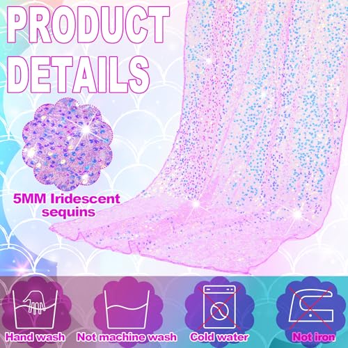 Remagr 6 Pcs Iridescent Sequin Table Runner 12 x 72 Inch Mermaid Table Runner Glitter Sequin Sparkly Desk Cover for Wedding Birthday Party Ceremony Supplies Decor (Purple) - Image 3