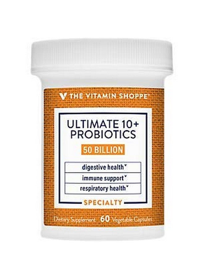 The Vitamin Shoppe Ultimate 10+ Probiotics 50 Billion Cfus For Digestive Health Immune Support And Respiratory Health (60 Vegetable Capsules) - Image 1
