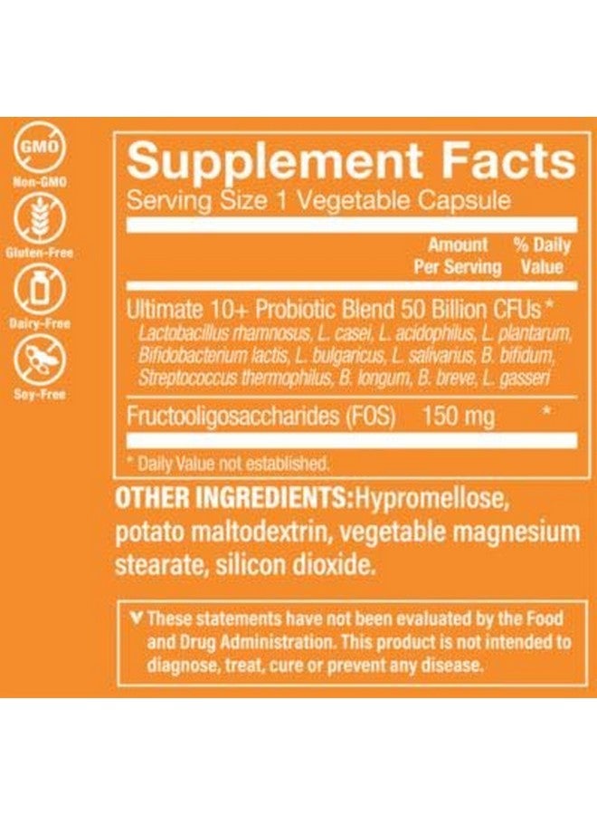 The Vitamin Shoppe Ultimate 10+ Probiotics 50 Billion Cfus For Digestive Health Immune Support And Respiratory Health (60 Vegetable Capsules) - Image 3