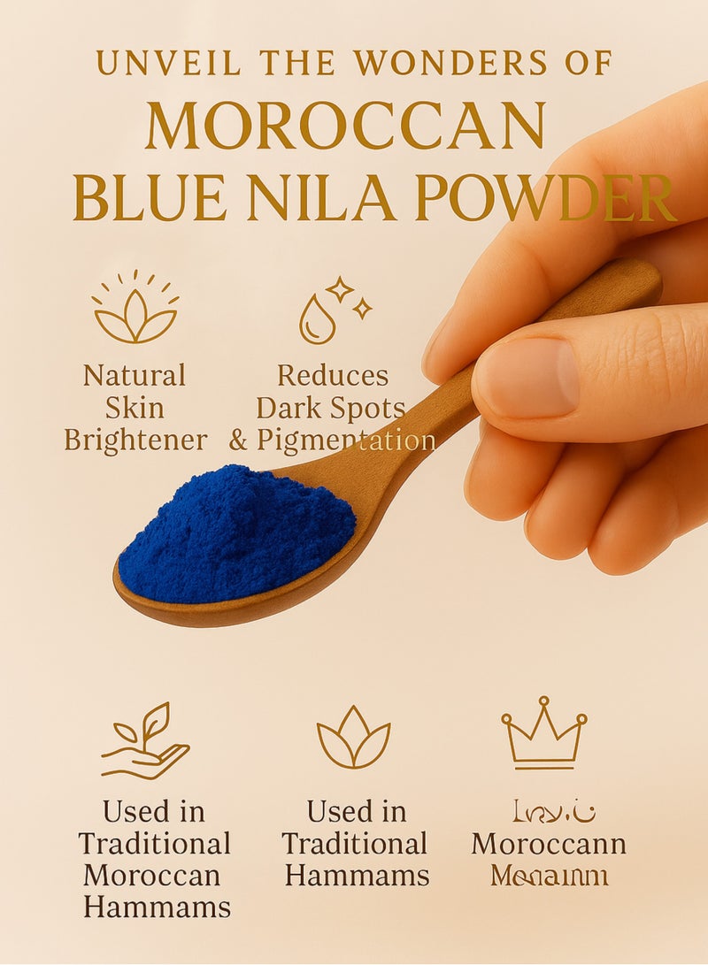 زهر مسحوق النيلة الزرقاء المغربي - طين أزرق نيلي طبيعي، مزيل للتسمير ومُشرق - نيلة أصلية فاخرة، طقوس استحمام واستخدام البخور - مسحوق تجميل عشبي نقي 100% - Image 2