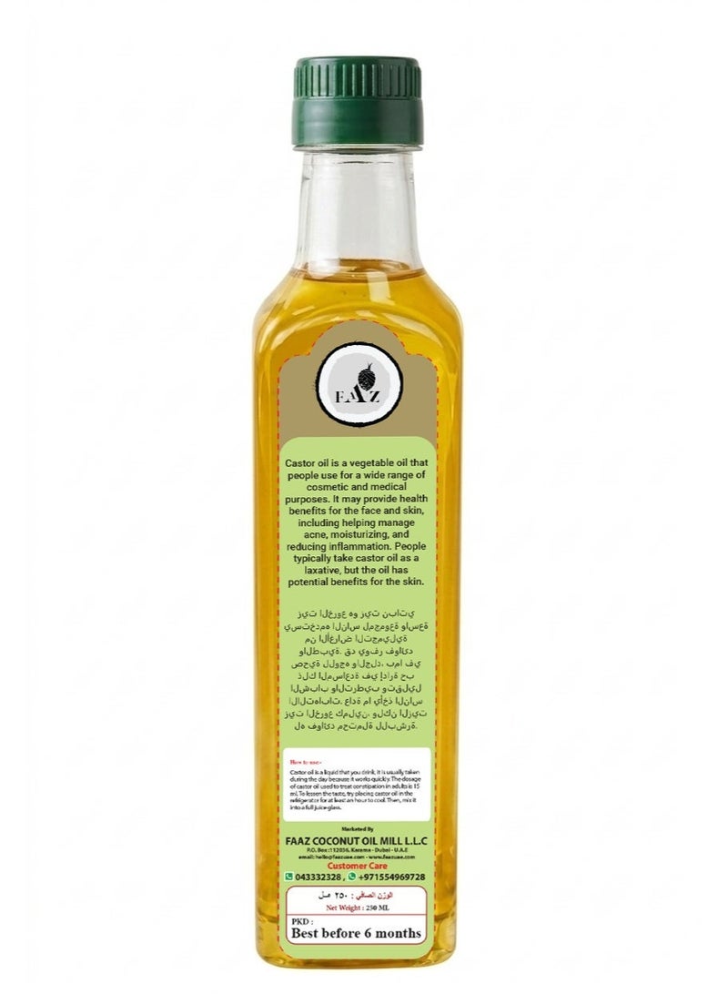 FAAZ Cold Pressed Castor Oil 250ml | 100% Pure & Natural | Hexane Free | Premium Hair & Skin Care Oil - Image 4