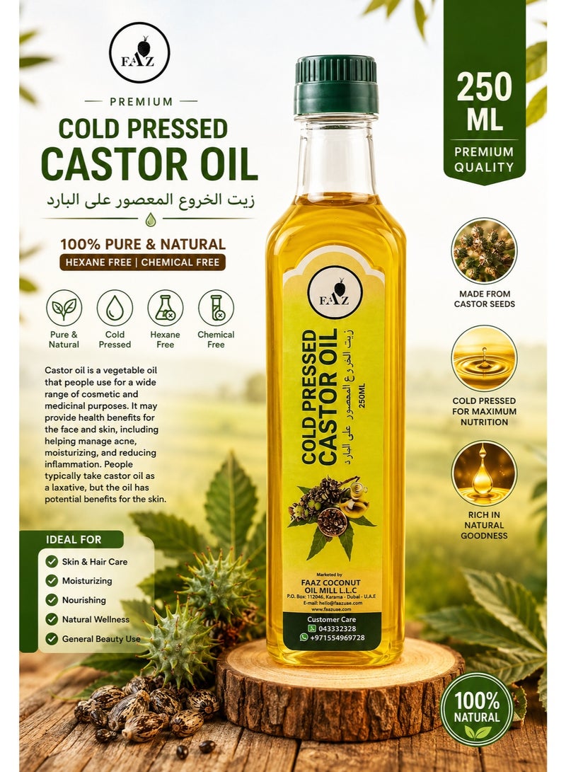 FAAZ Cold Pressed Castor Oil 250ml | 100% Pure & Natural | Hexane Free | Premium Hair & Skin Care Oil - Image 3