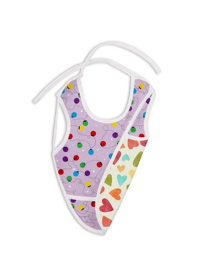 Superbottoms Waterproof Apron Style Reversible Bib For Babies With Crumb Catcher(Fairy Lights+Baby Hearts Print) - Image 1