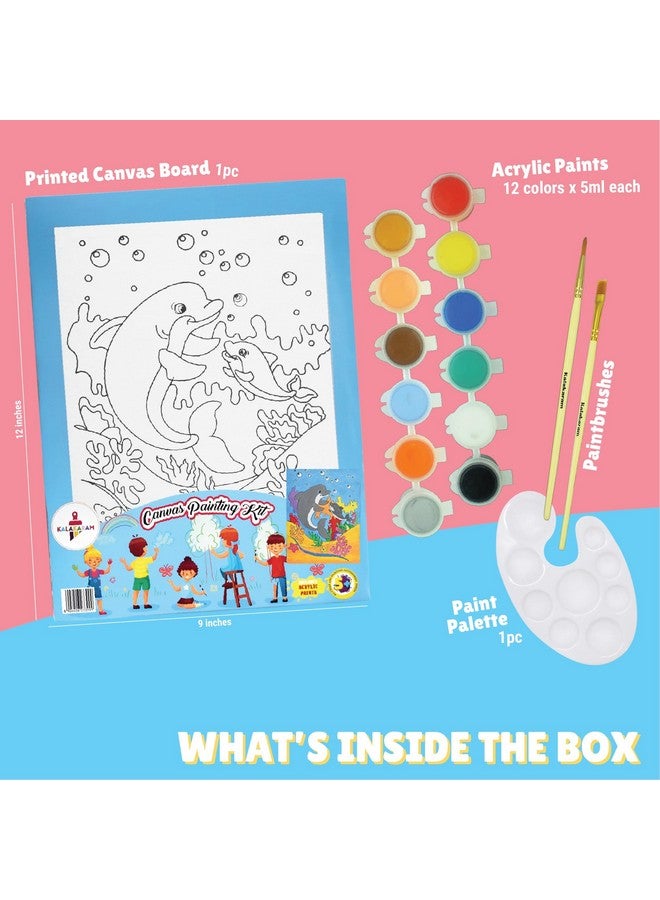 Kalakaram DIY Canvas Painting Kit for Kids - Pre-Printed Designs Wooden Frame Canvas Board with Paint & Brush | Birthday Return Gift | Creative Painting Activity Kit for Children | Ages 4-12 | A4 Size - Space Boy - Image 3