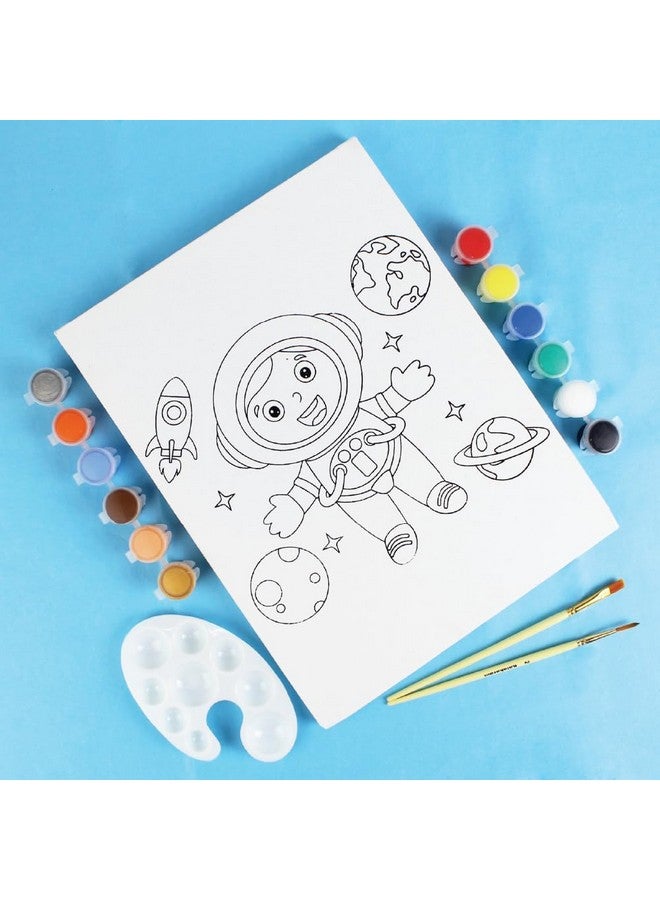 Kalakaram DIY Canvas Painting Kit for Kids - Pre-Printed Designs Wooden Frame Canvas Board with Paint & Brush | Birthday Return Gift | Creative Painting Activity Kit for Children | Ages 4-12 | A4 Size - Space Boy - Image 2