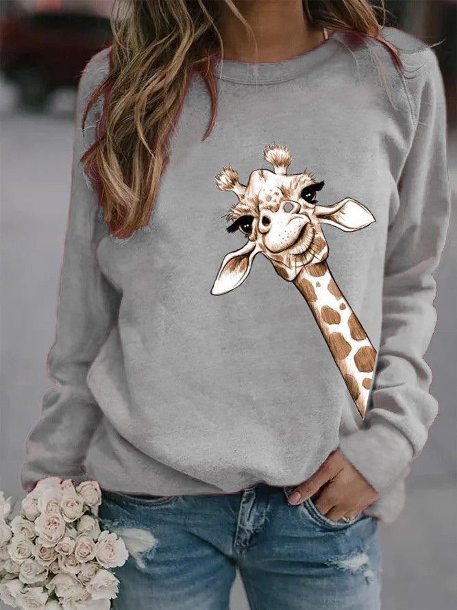 2024 Amazon wish ebay AliExpress cross-border independent station womens animal European and American printed crew neck vests gray without cap