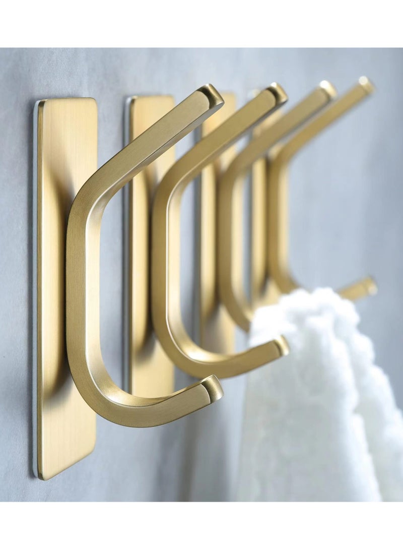 4 packs of towel hooks/adhesive hooks - brushed gold coat hooks, towel hooks, bathroom and bedroom, hats, wall hooks, stainless steel (gold)  - Image 2