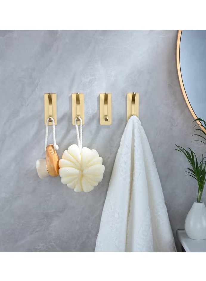 4 packs of towel hooks/adhesive hooks - brushed gold coat hooks, towel hooks, bathroom and bedroom, hats, wall hooks, stainless steel (gold)  - Image 5