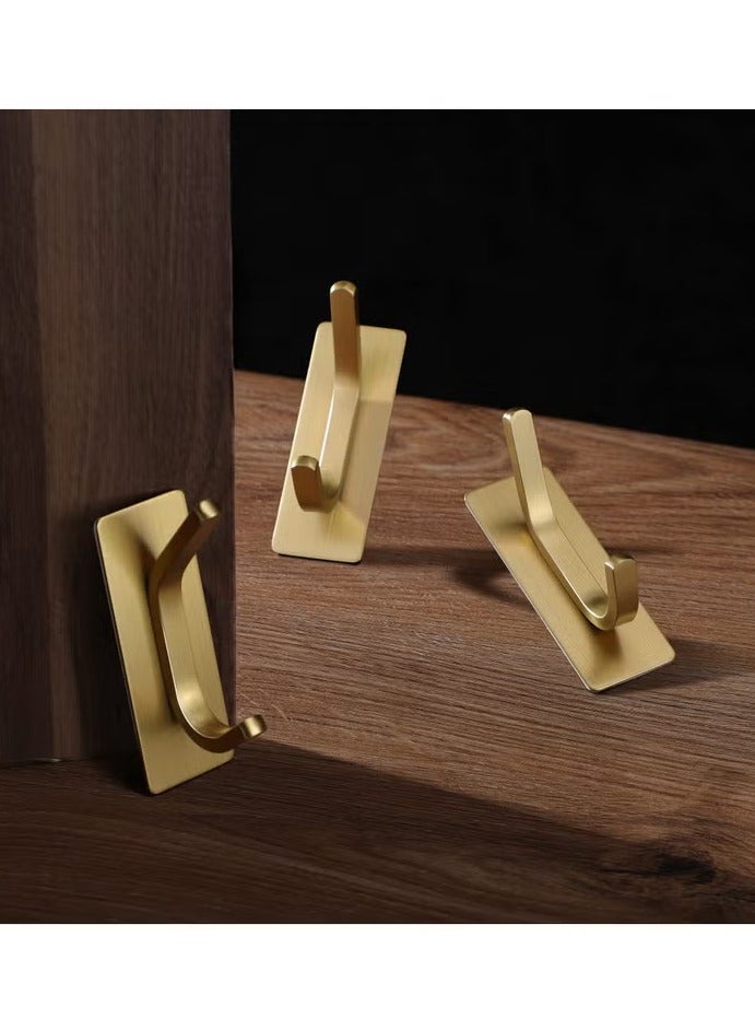 4 packs of towel hooks/adhesive hooks - brushed gold coat hooks, towel hooks, bathroom and bedroom, hats, wall hooks, stainless steel (gold)  - Image 4