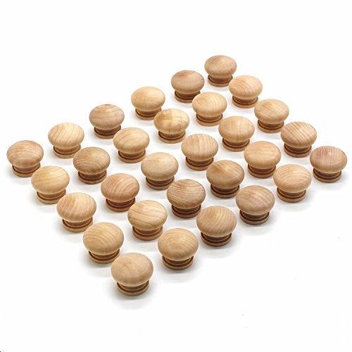 WEICHUAN 30-Pack Unfinished Solid Wood Knobs Pulls Handles - Round Natural Wooden Cabinet Knobs for Dresser Cabinet Wardrobe Cupboard and Furniture Drawer (Diameter: 1-3/8 Inches Height: 1 Inch) - Image 1