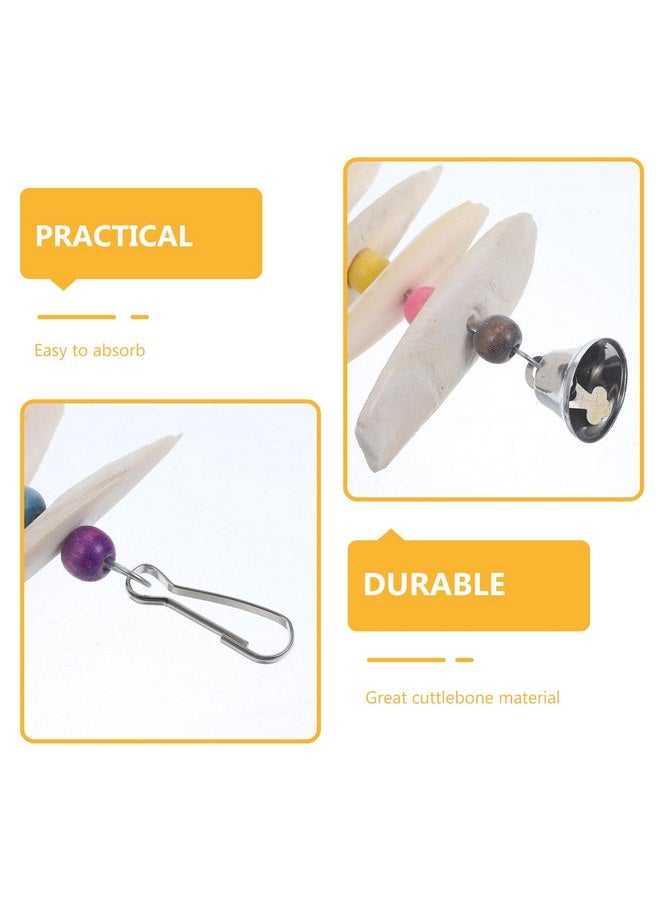 UKCOCO Small Bird Toys Cuttlefish Bone Bird Cuttlebone, Cuttlefish Bones with Bell Pet Natural Chew String Bite Toy Cuddle Bone for Parakeets Bird Parrot Parakeet Food Hanging Foraging Wall - Image 2
