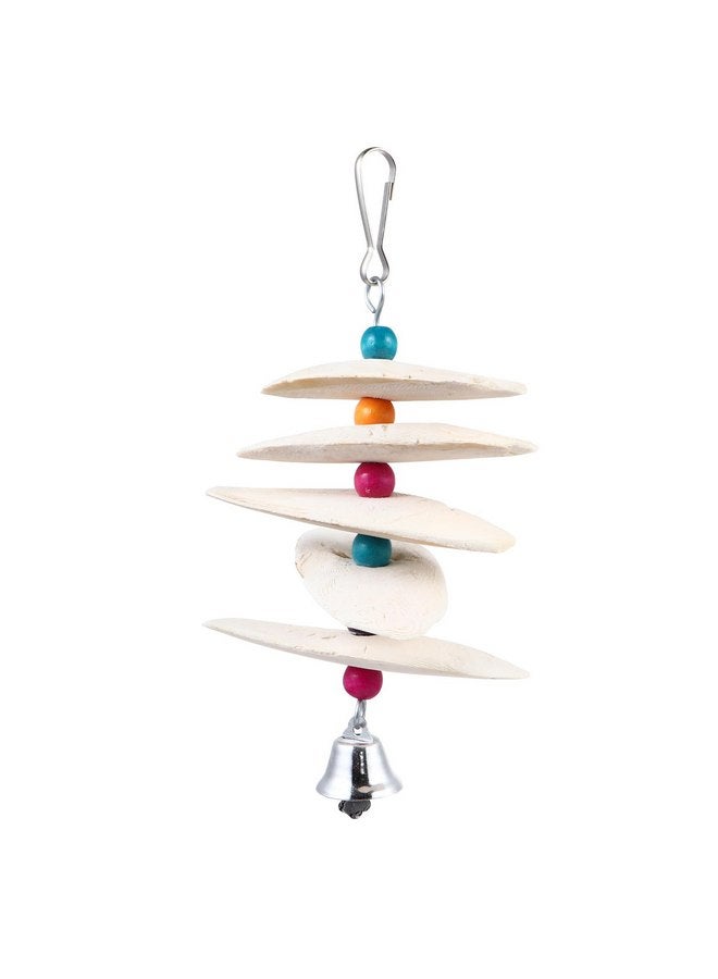 UKCOCO Small Bird Toys Cuttlefish Bone Bird Cuttlebone, Cuttlefish Bones with Bell Pet Natural Chew String Bite Toy Cuddle Bone for Parakeets Bird Parrot Parakeet Food Hanging Foraging Wall - Image 1