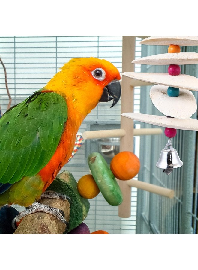 UKCOCO Small Bird Toys Cuttlefish Bone Bird Cuttlebone, Cuttlefish Bones with Bell Pet Natural Chew String Bite Toy Cuddle Bone for Parakeets Bird Parrot Parakeet Food Hanging Foraging Wall - Image 5