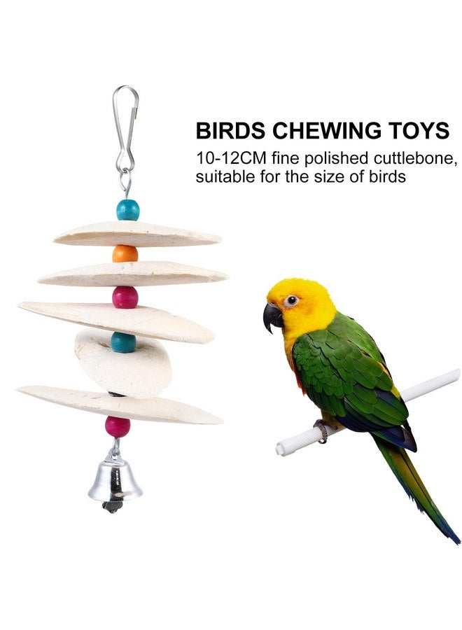UKCOCO Small Bird Toys Cuttlefish Bone Bird Cuttlebone, Cuttlefish Bones with Bell Pet Natural Chew String Bite Toy Cuddle Bone for Parakeets Bird Parrot Parakeet Food Hanging Foraging Wall - Image 4