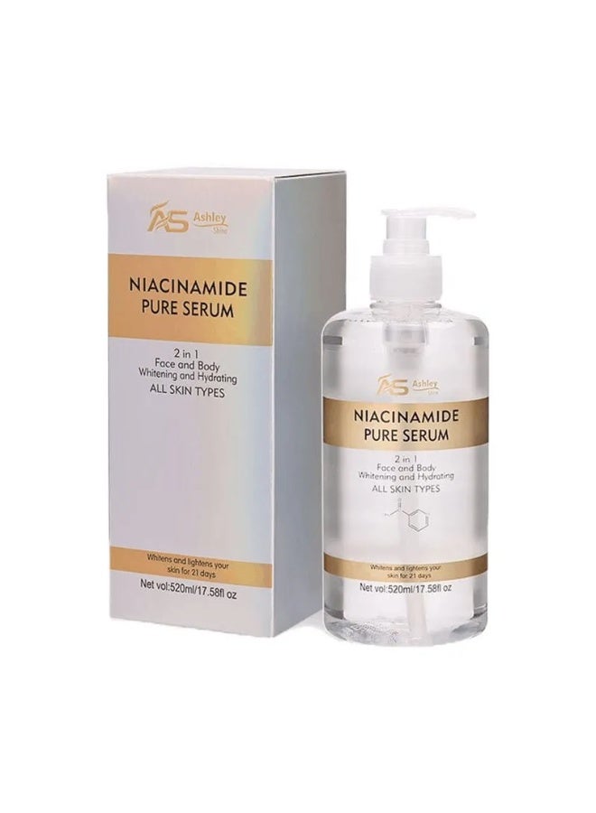 Ashley Shine Niacinamide Pure Serum 2 in 1 Face & Body Whitening and Hydrating Skin 520ml