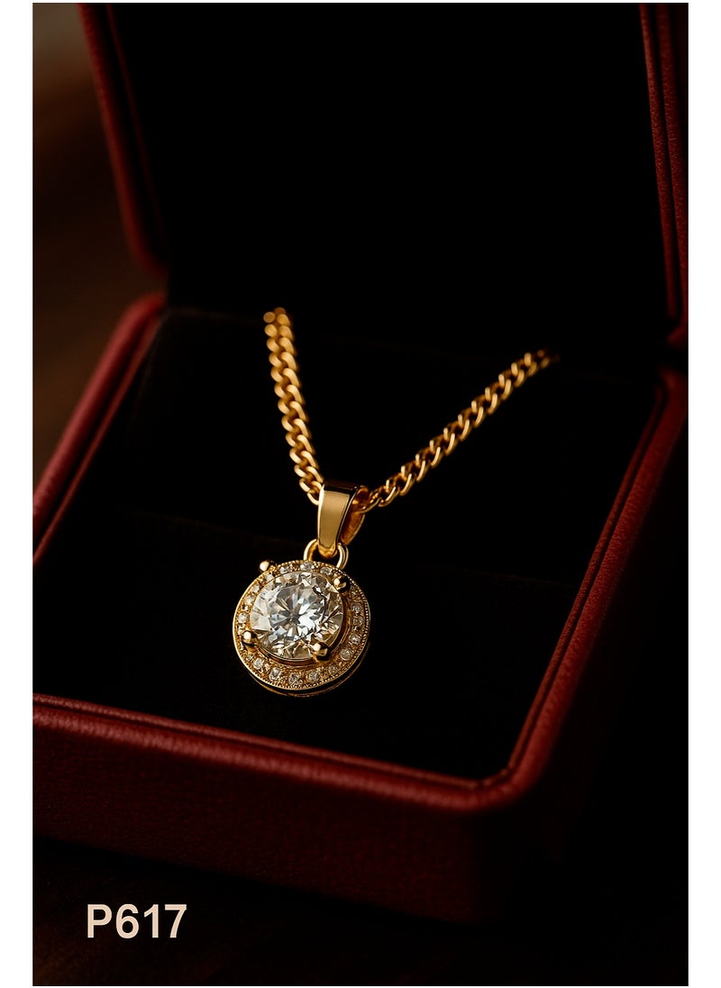 3Diamonds Gold Plated Necklace for Women – Round Pendant with Sparkling Stone – 3DIAMONDS  - Image 1