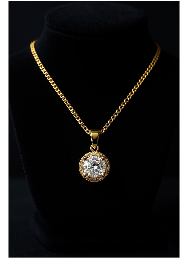 3Diamonds Gold Plated Necklace for Women – Round Pendant with Sparkling Stone – 3DIAMONDS  - Image 5