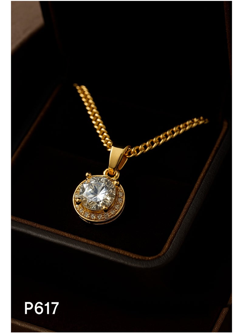 3Diamonds Gold Plated Necklace for Women – Round Pendant with Sparkling Stone – 3DIAMONDS  - Image 4