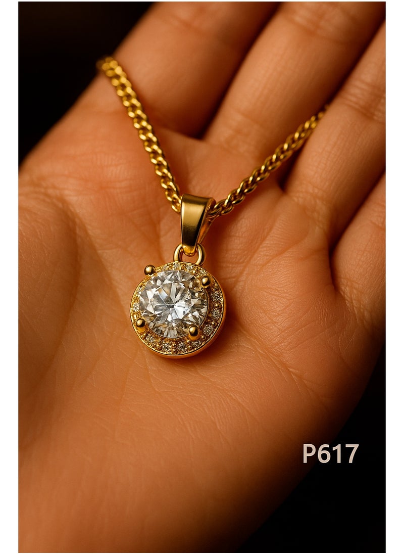 3Diamonds Gold Plated Necklace for Women – Round Pendant with Sparkling Stone – 3DIAMONDS  - Image 3