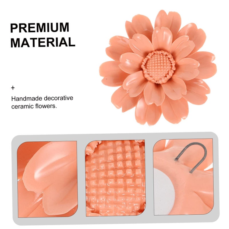 Delicate Ceramic Sunflower Wall Decor Medium Orange Floral Accent for Home - Image 4