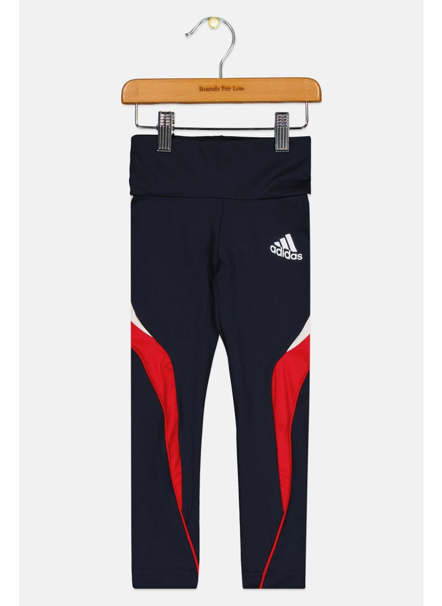 Adidas Toddlers Girl High Rise Brand Logo Leggings, Navy Blue  - Image 1