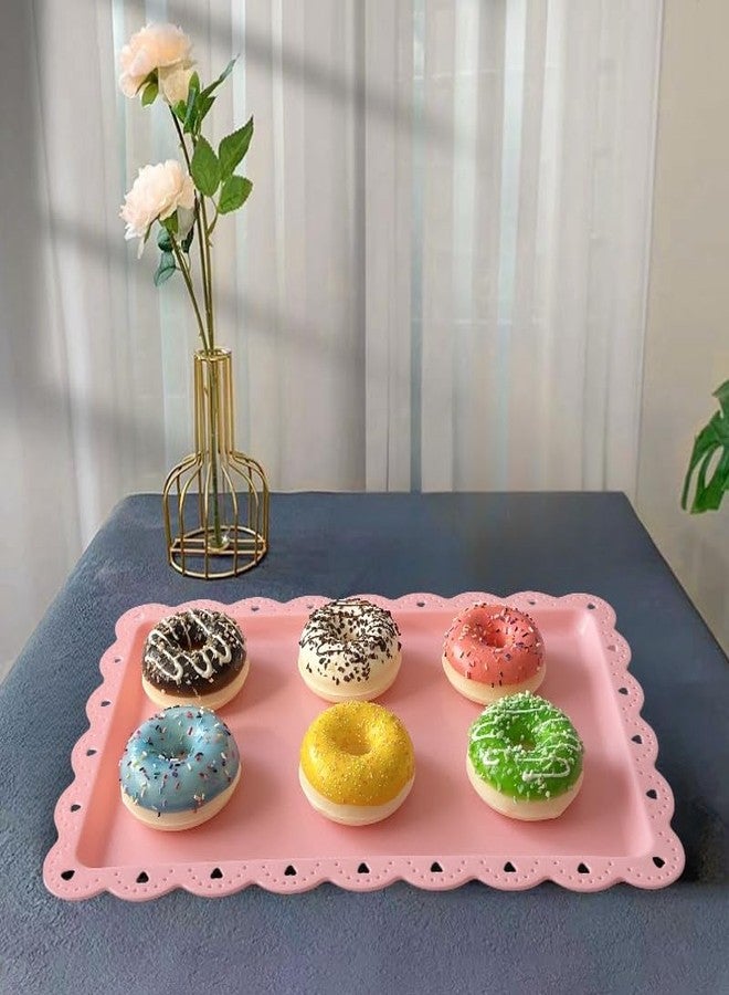 RAUVOLFIA 5 Pcs Cupcake Stand Set - Pink Plastic Dessert Table Display Set, 2x Pink Square 3 Tier Cupcake Display Stands Cookie Tray Rack Serving Tower & 3x 14 in Plastic Trays for Wedding Baby Shower Tea Party - Image 5