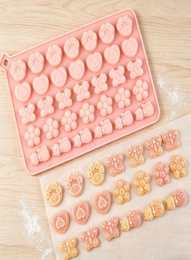 YIMINGMOLD قوالب حلوى سيليكون YIMINGMOLD ذات 34 تجويفًا على شكل زهور، قالب حلوى على شكل فراشة، قالب حلوى على شكل مخالب قطة أو كلب، قالب حلوى على شكل قطة - Image 2