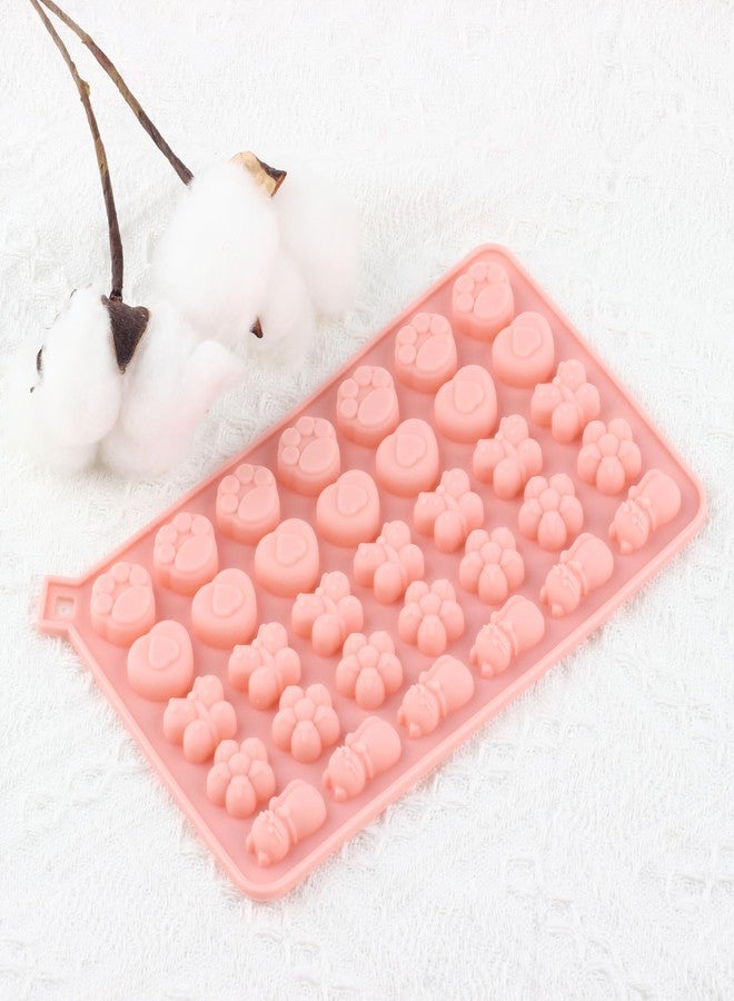 YIMINGMOLD قوالب حلوى سيليكون YIMINGMOLD ذات 34 تجويفًا على شكل زهور، قالب حلوى على شكل فراشة، قالب حلوى على شكل مخالب قطة أو كلب، قالب حلوى على شكل قطة - Image 5