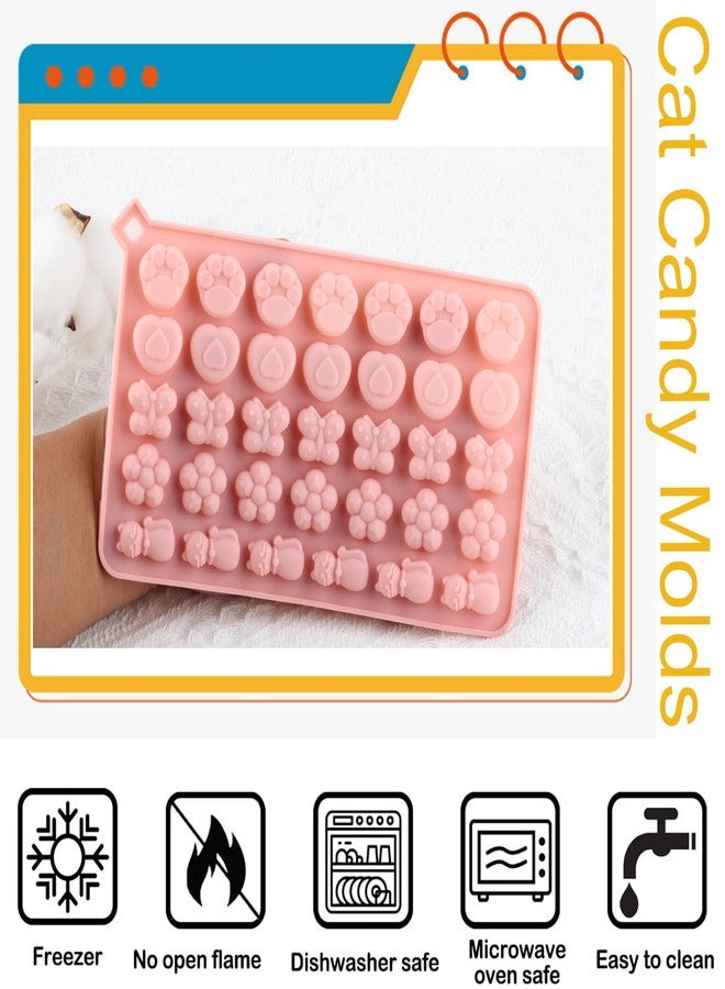 YIMINGMOLD قوالب حلوى سيليكون YIMINGMOLD ذات 34 تجويفًا على شكل زهور، قالب حلوى على شكل فراشة، قالب حلوى على شكل مخالب قطة أو كلب، قالب حلوى على شكل قطة - Image 4