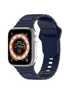 Replacement Strap For Apple Watch 7 41mm Square Buckle Armor Style Silicone Watch Band Midnight Blue