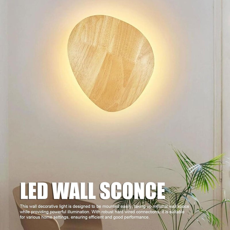 LED Wall Sconce Solid Wood and Iron, Warm Light Hallway Wall Lamp, Space Saving Bedroom Lighting - Easy Installation, Cozy Ambiance, Modern Minimalist Design - Image 3