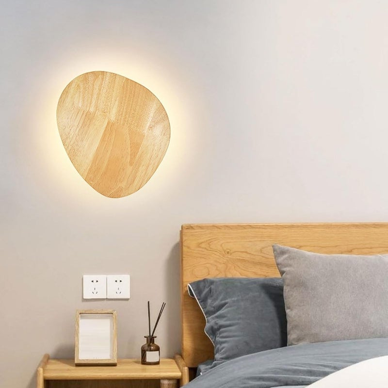LED Wall Sconce Solid Wood and Iron, Warm Light Hallway Wall Lamp, Space Saving Bedroom Lighting - Easy Installation, Cozy Ambiance, Modern Minimalist Design - Image 5