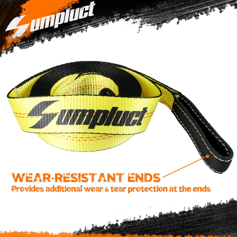 Sumpluct Recovery Tow Strap 2in X 20ft Heavy Duty 20,000 lbs Break Strength, Use for Emergency Towing Rope, Tree Saver, Winch Extension, Triple Reinforced Loops, Protective Sleeves,Car Accessories - Image 2
