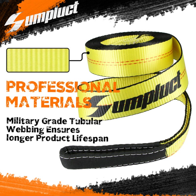 Sumpluct Recovery Tow Strap 2in X 20ft Heavy Duty 20,000 lbs Break Strength, Use for Emergency Towing Rope, Tree Saver, Winch Extension, Triple Reinforced Loops, Protective Sleeves,Car Accessories - Image 4