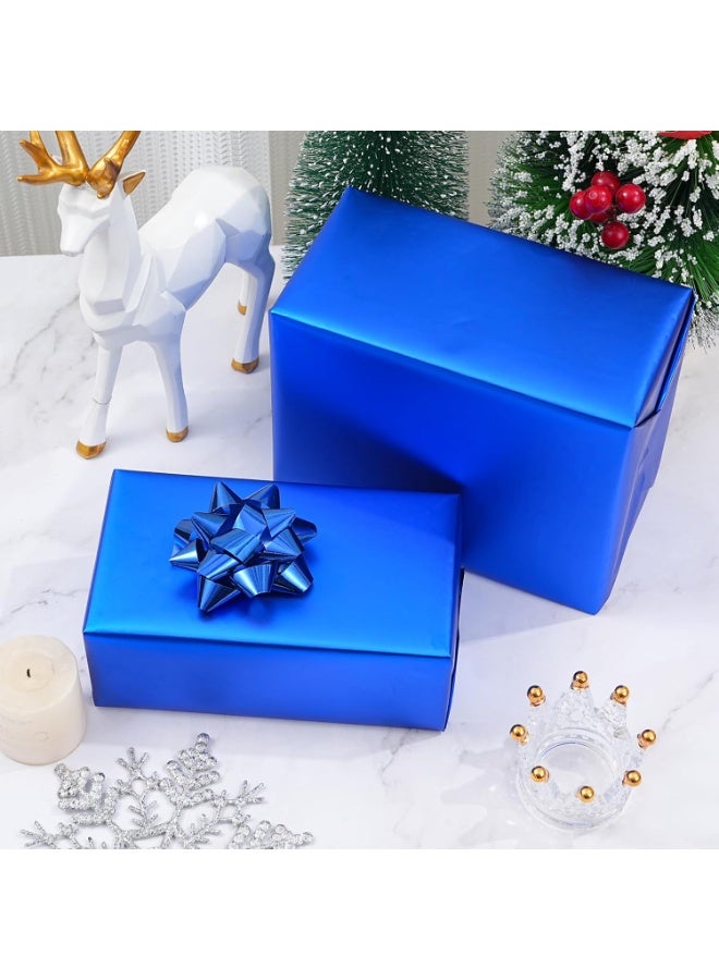 Metallic Blue Wrapping Paper Roll  - Solid Blue Holiday Gift Wrap for Graduation, Christmas, Birthdays, Baby Shower, Wedding - 17.5 in x 33 ft (48 sq. ft), Easy to Cut - Image 5