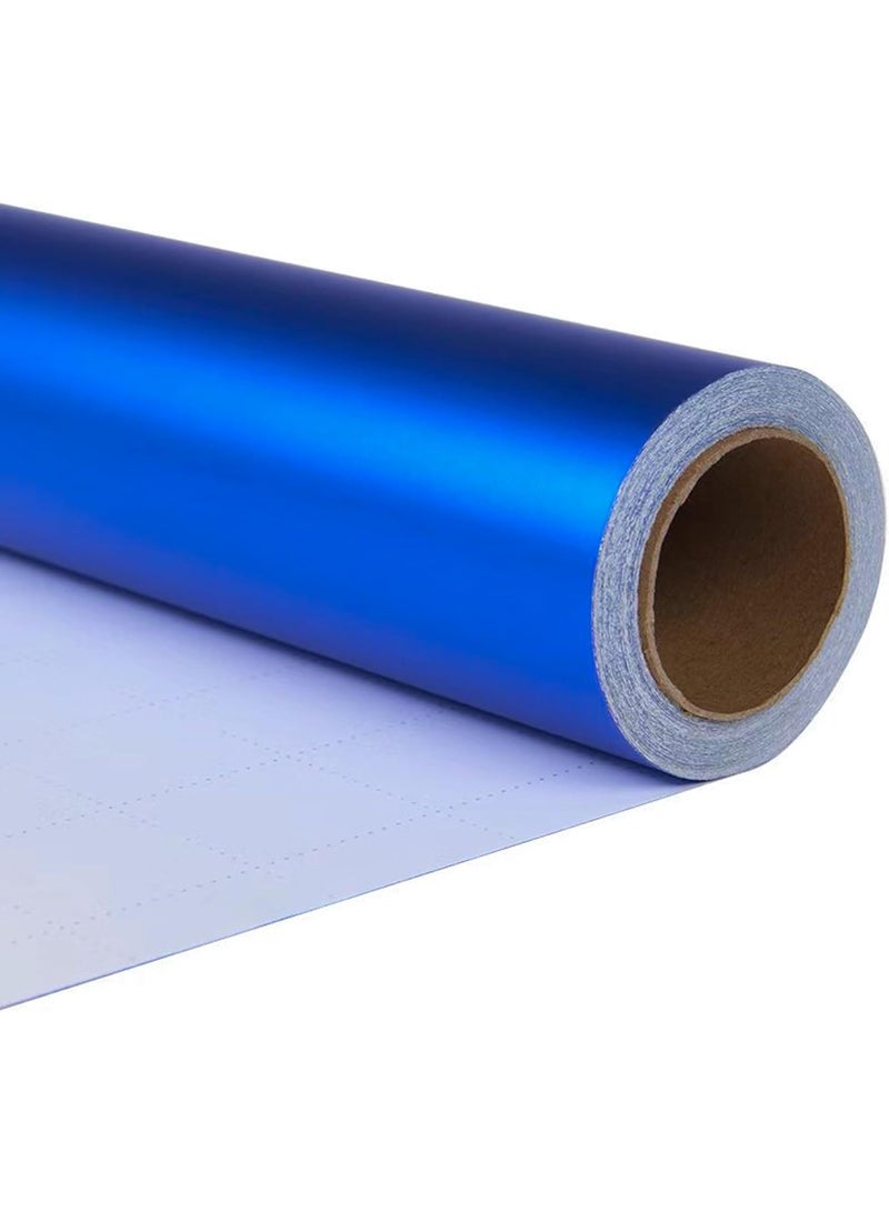 Metallic Blue Wrapping Paper Roll  - Solid Blue Holiday Gift Wrap for Graduation, Christmas, Birthdays, Baby Shower, Wedding - 17.5 in x 33 ft (48 sq. ft), Easy to Cut - Image 1