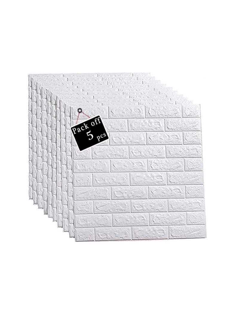 LINGWEI 3D Wall Sticker Wall Panels White 5pcs - Image 1