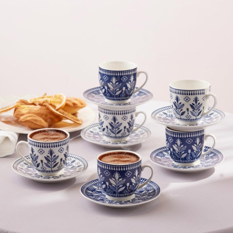 KARACA Peyker Turkish Coffee Cup Set for 6 People - 12 Piece Cups with Saucers - Small Bone China Espresso Set - Ideal for Serving Greek, Arabic Coffee (2.8 fl oz) - Image 4