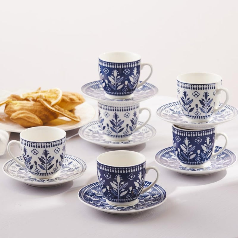 KARACA Peyker Turkish Coffee Cup Set for 6 People - 12 Piece Cups with Saucers - Small Bone China Espresso Set - Ideal for Serving Greek, Arabic Coffee (2.8 fl oz) - Image 2