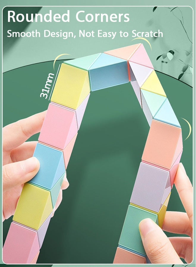 SHABILI Magic Snake Puzzle 36-Segment Brain Teaser Toy for Kids, Macaron Color, Educational Shape-Shifting Cube for Boys and Girls Age 3+, Improves Creativity, Spatial Thinking and Motor Skills - Image 2