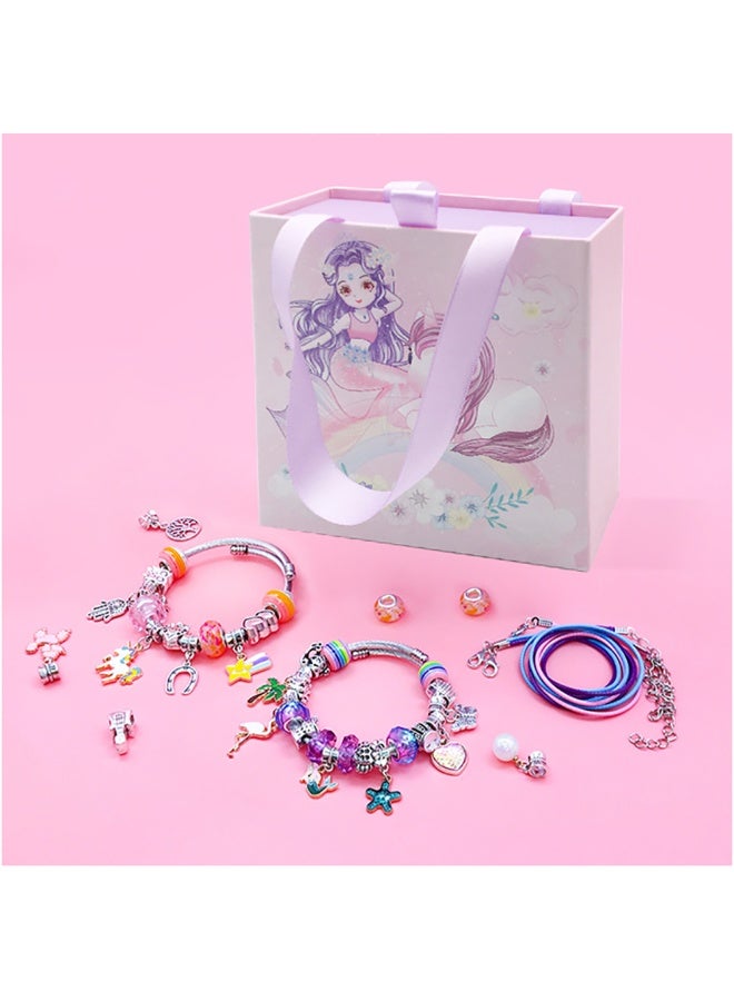 Bracelet Making Kits for Girls, Jewelry Making Kit Gift Box Contains Charms and Beads for DIY Bracelets, 63pcs Charm Bracelets Kit for Kids 6-12 Years (HK763) - Image 5