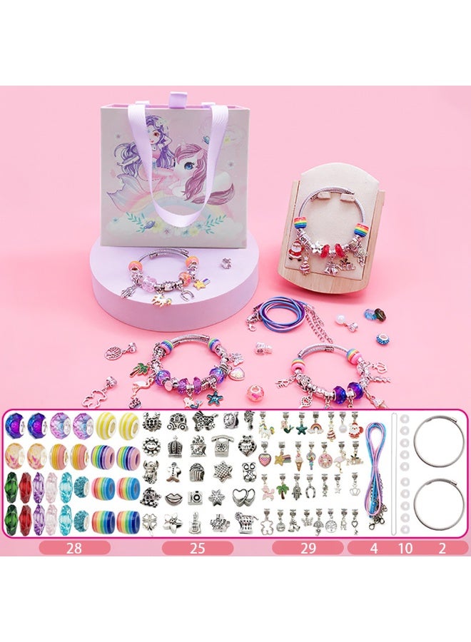 Bracelet Making Kits for Girls, Jewelry Making Kit Gift Box Contains Charms and Beads for DIY Bracelets, 63pcs Charm Bracelets Kit for Kids 6-12 Years (HK763) - Image 2