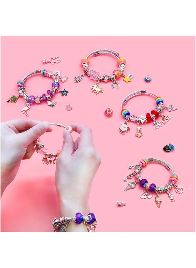 Bracelet Making Kits for Girls, Jewelry Making Kit Gift Box Contains Charms and Beads for DIY Bracelets, 63pcs Charm Bracelets Kit for Kids 6-12 Years (HK763) - Image 3