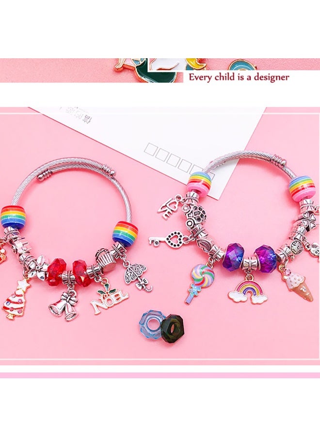 Bracelet Making Kits for Girls, Jewelry Making Kit Gift Box Contains Charms and Beads for DIY Bracelets, 63pcs Charm Bracelets Kit for Kids 6-12 Years (HK763) - Image 4