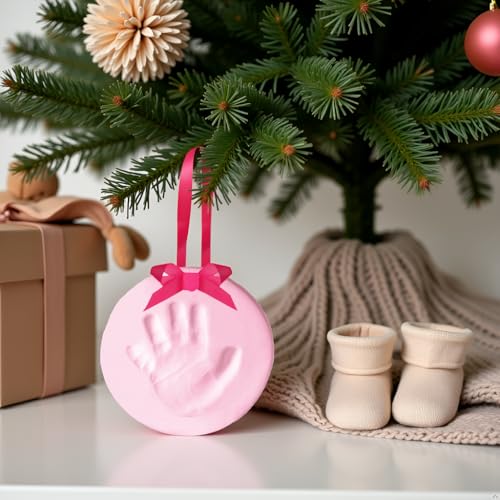 Tiny Ideas DIY Baby's Print Handprint or Footprint Keepsake No Bake Ornament with Ribbon, Baby Girl Nursery Décor, Pink - Image 5