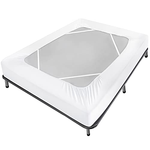 Coldwind Box Spring Cover Queen Size Bed Skirt Wrap 4 Side of The Mattress, Stretch & Snug Fit, Ultra Soft, Wrinkle Free, Replacing Bed Skirts for Hotel and Home, White - Image 1