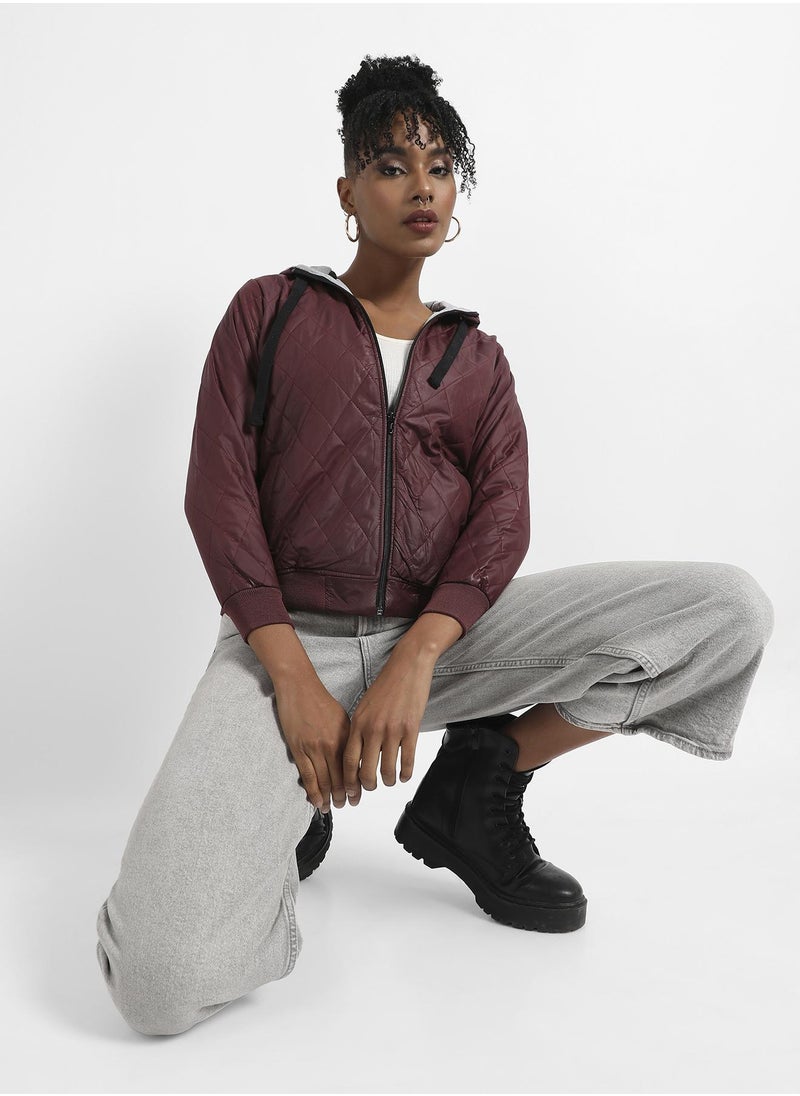 Campus Sutra - Quilted Puffer Jacket With Angled Open Pockets - Image 1