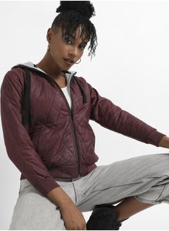 Quilted Puffer Jacket With Angled Open Pockets